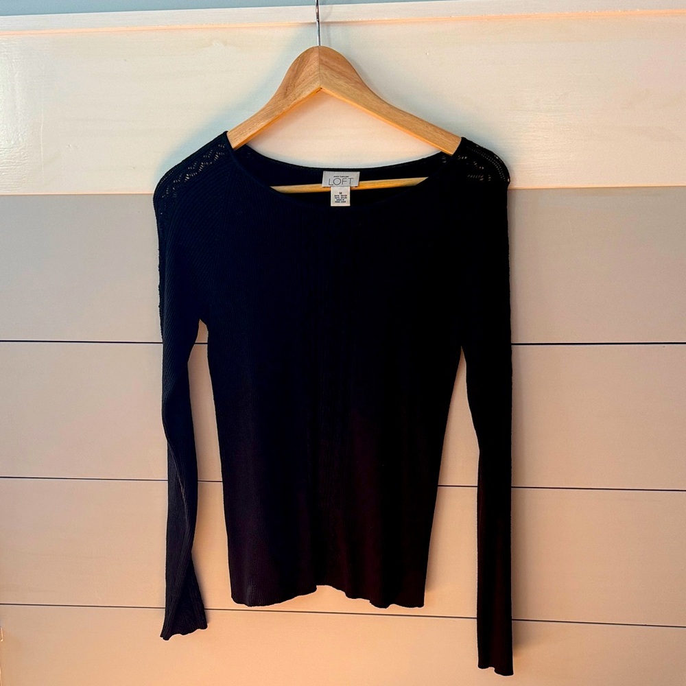 LOFT Classic Black Long Sleeve Sweater medium